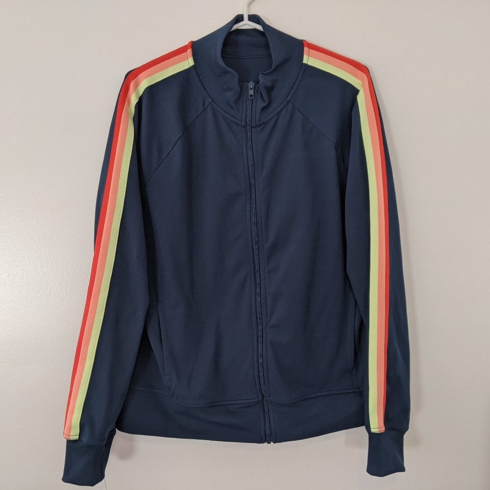 Rainbow Colour Stripes Sleeve Track Jacket